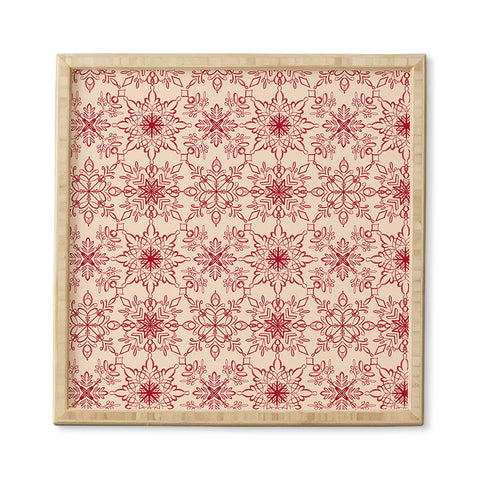 Pimlada Phuapradit Snowflake pattern red Framed Wall Art