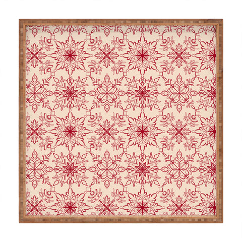 Pimlada Phuapradit Snowflake pattern red Square Tray