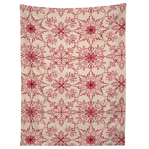 Pimlada Phuapradit Snowflake pattern red Tapestry