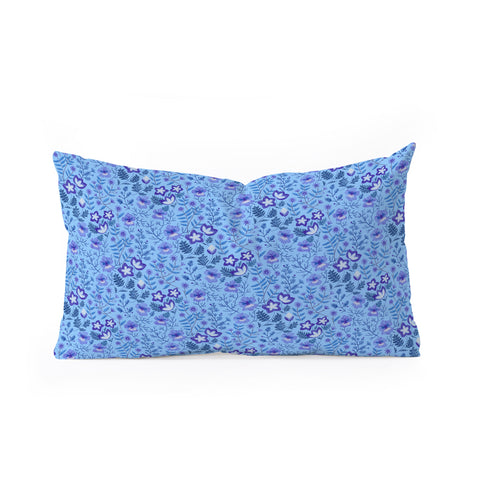Pimlada Phuapradit Summer Floral Blue 4 Oblong Throw Pillow