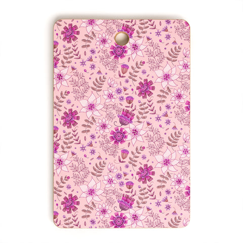 Pimlada Phuapradit Summer Floral Pink 3 Cutting Board Rectangle