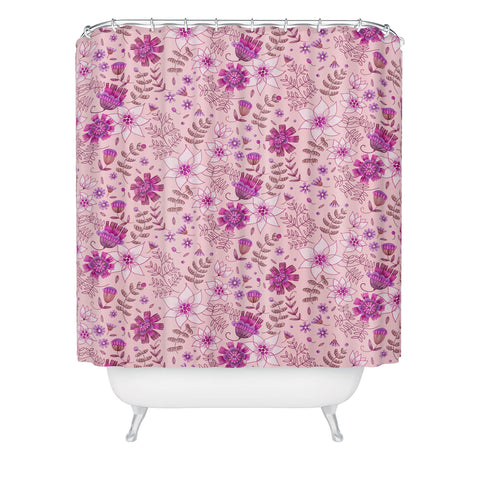 Pimlada Phuapradit Summer Floral Pink 3 Shower Curtain