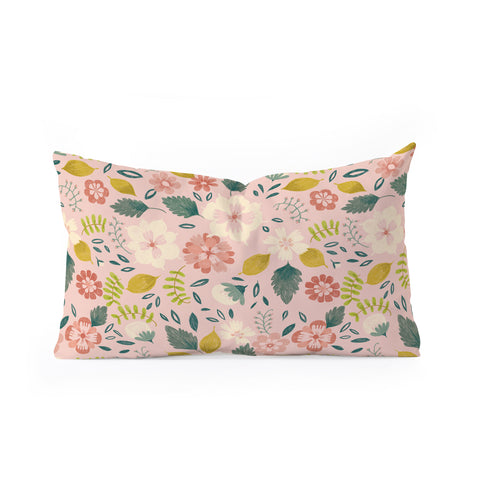 Pimlada Phuapradit Summer floral pink Oblong Throw Pillow