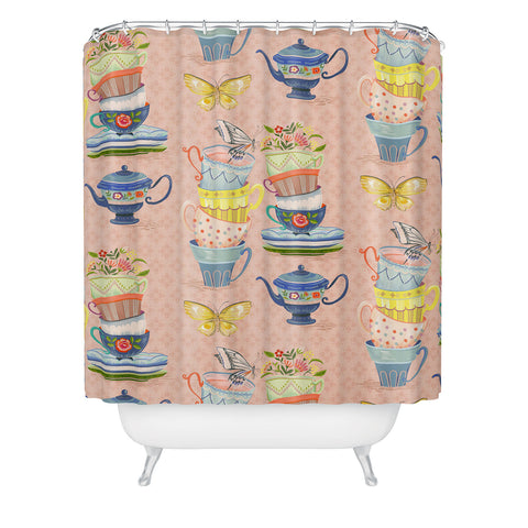 Pimlada Phuapradit Teacups and Butterflies Shower Curtain