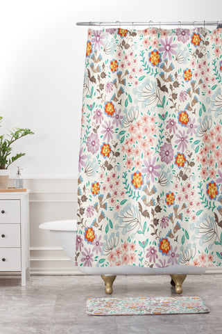 Pimlada Phuapradit Tiny Floral Pastel Shower Curtain And Mat