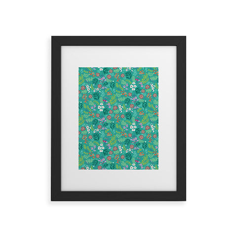 Pimlada Phuapradit Tiny Floral Teal Framed Art Print