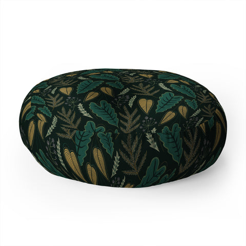 Pimlada Phuapradit Tropical leaf green Floor Pillow Round