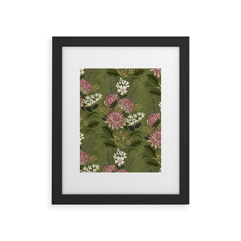 Pimlada Phuapradit Wildflowers Olive green Framed Art Print