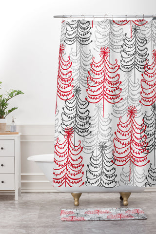 Rachael Taylor Doodle Trees Shower Curtain And Mat