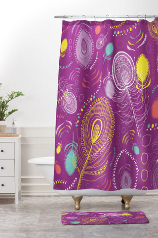 Rachael Taylor Electric Peacocks Shower Curtain And Mat