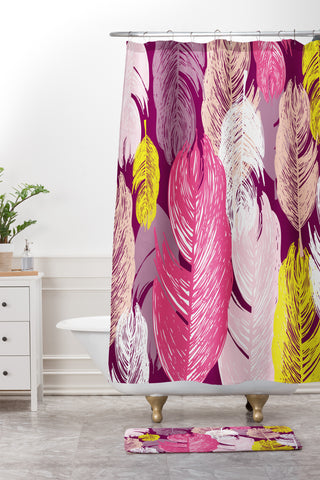 Rachael Taylor Funky Feathers Shower Curtain And Mat