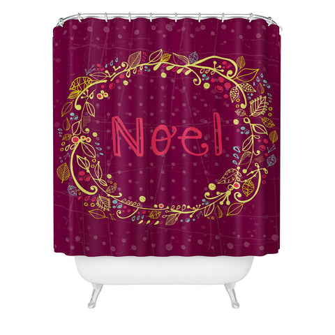 Rachael Taylor Noel Wreath Purple Shower Curtain