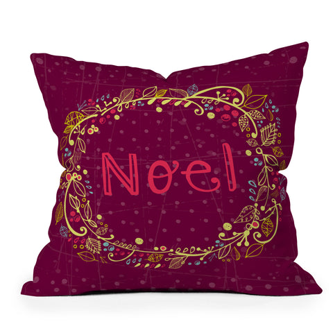 Rachael Taylor Noel Wreath Purple Throw Pillow