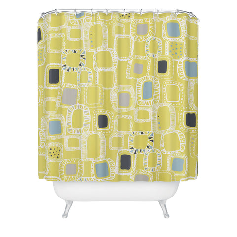 Rachael Taylor Shapes And Squares Green Shower Curtain