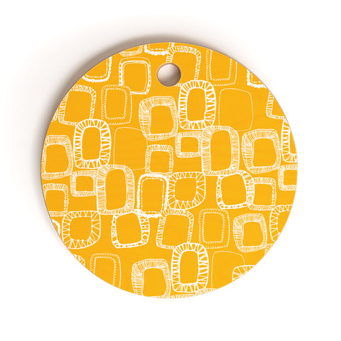 Rachael Taylor Shapes and Squares Mustard Cutting Board Round
