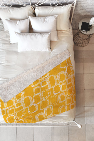 Rachael Taylor Shapes and Squares Mustard Fleece Throw Blanket