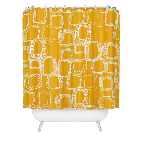 Rachael Taylor Shapes and Squares Mustard Shower Curtain