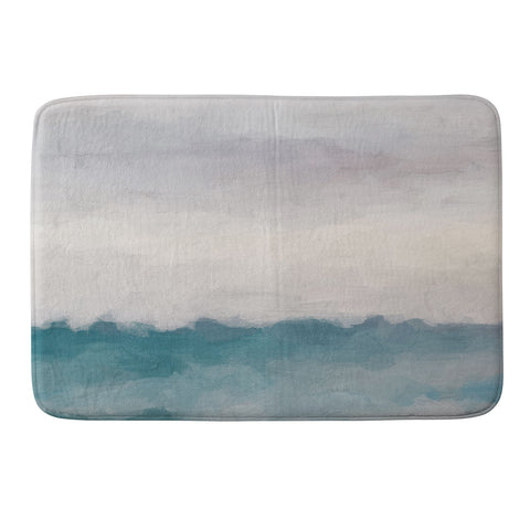 Rachel Elise Lavender Purple Sunset Teal Aqua Blue Ocean Waves Abstract Nature Painting Memory Foam Bath Mat