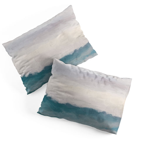 Rachel Elise Lavender Purple Sunset Teal Aqua Blue Ocean Waves Abstract Nature Painting Pillow Shams