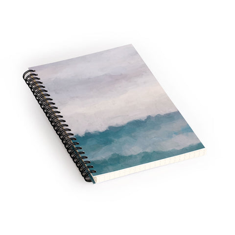 Rachel Elise Lavender Purple Sunset Teal Aqua Blue Ocean Waves Abstract Nature Painting Spiral Notebook