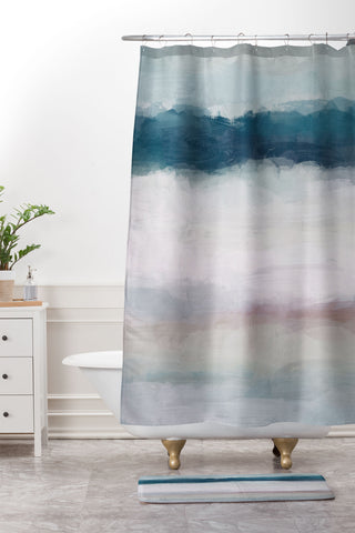 Rachel Elise Lullaby Waves Shower Curtain And Mat