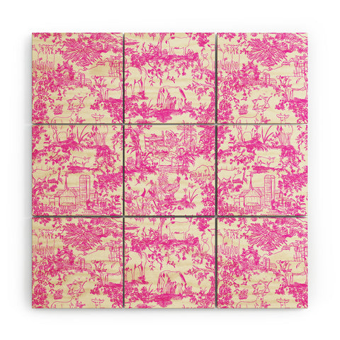 Rachelle Roberts Farm Land Toile In Pink Wood Wall Mural