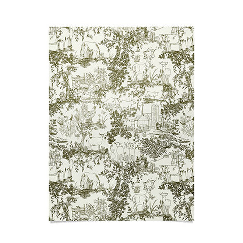 Rachelle Roberts Farm Land Toile In Vintage Green Poster