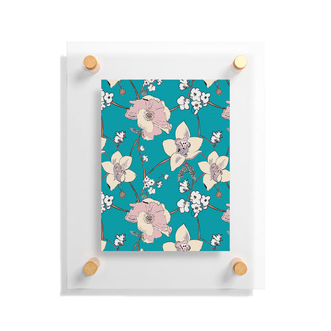 Rachelle Roberts Painted Poppy In Turquoise Floating Acrylic Print