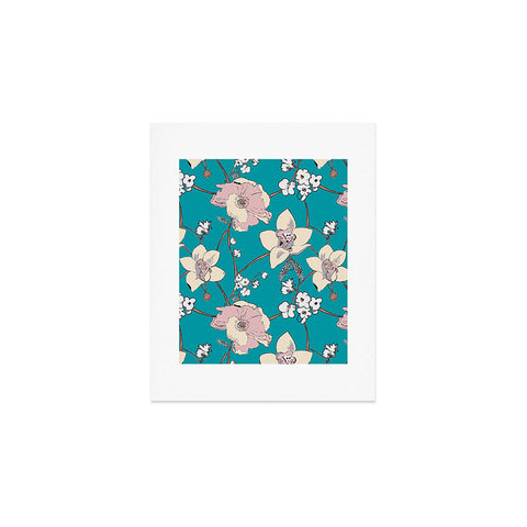Rachelle Roberts Painted Poppy In Turquoise Art Print