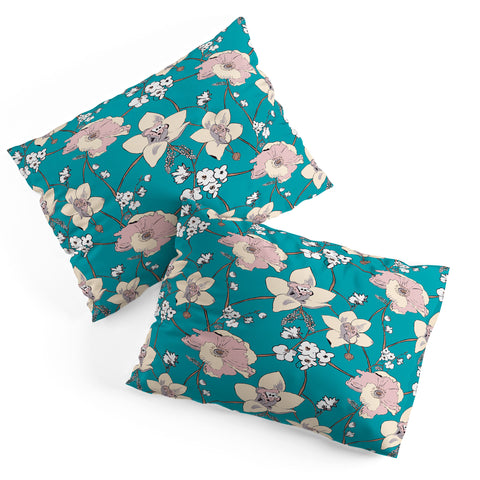 Rachelle Roberts Painted Poppy In Turquoise Pillow Shams