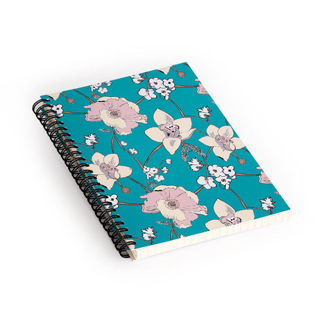 Rachelle Roberts Painted Poppy In Turquoise Spiral Notebook