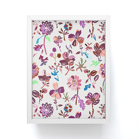 Rachelle Roberts Zinnia Folk Floral Framed Mini Art Print