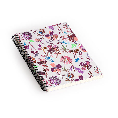 Rachelle Roberts Zinnia Folk Floral Spiral Notebook