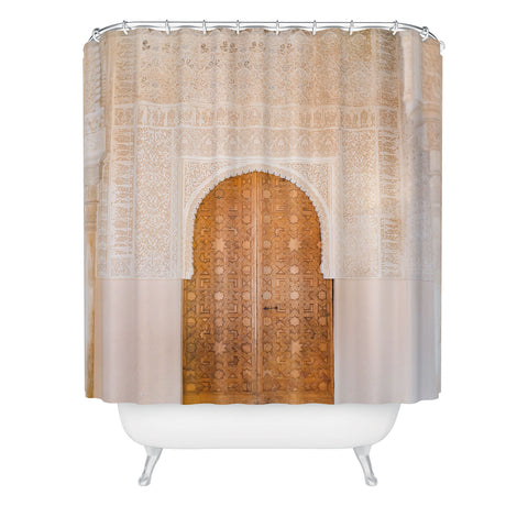raisazwart Alhambra door Granada Spain Shower Curtain