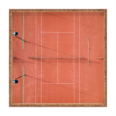 raisazwart Red tennis court at sunrise Square Tray