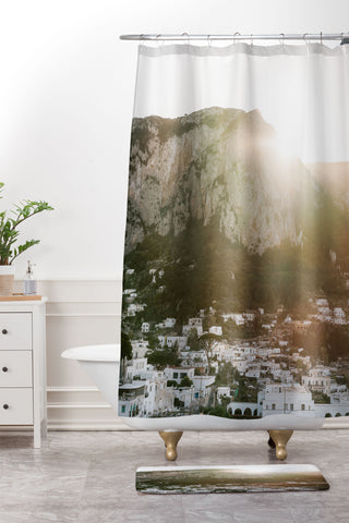 raisazwart Town of Capri Mountain View Shower Curtain And Mat
