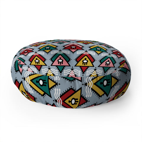 Raven Jumpo Abstract Ornaments Floor Pillow Round