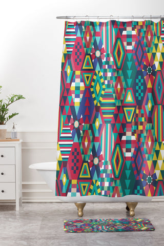 Raven Jumpo Colour Riot Shower Curtain And Mat