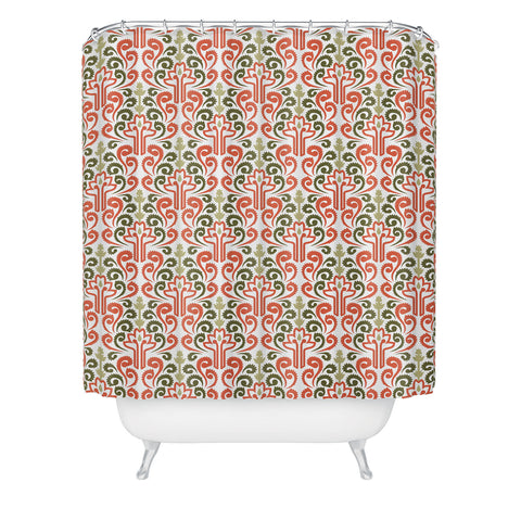 Raven Jumpo Coral Damask Shower Curtain