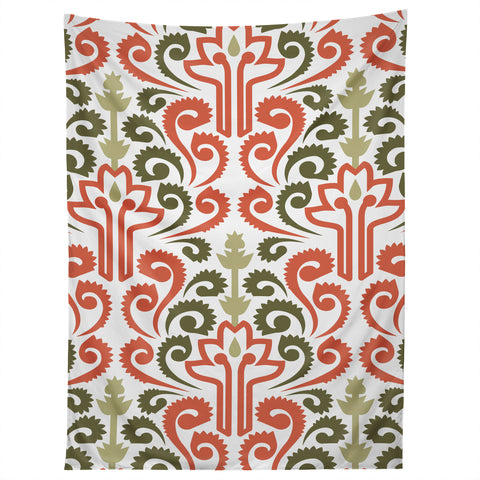 Raven Jumpo Coral Damask Tapestry
