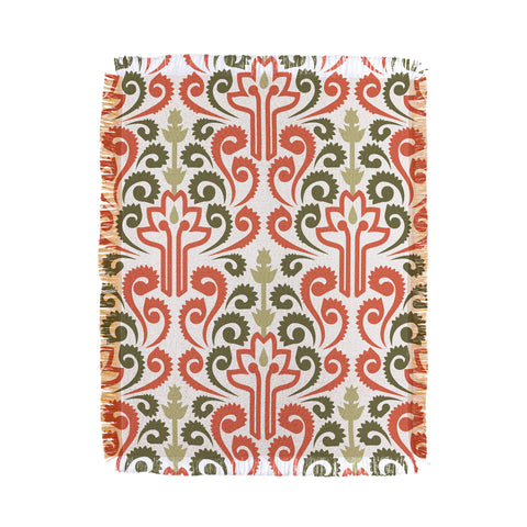 Raven Jumpo Coral Damask Throw Blanket