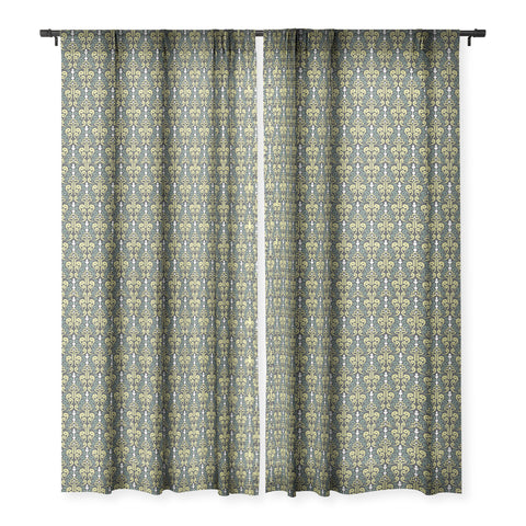 Raven Jumpo Grey Damask Sheer Window Curtain