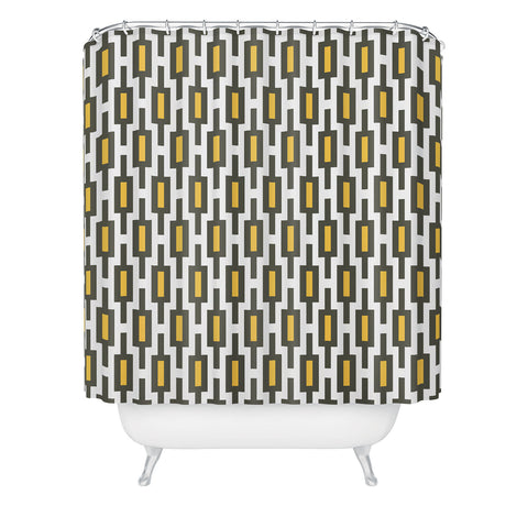 Raven Jumpo Grey Gold Geometry Shower Curtain
