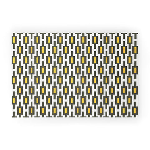 Raven Jumpo Grey Gold Geometry Welcome Mat