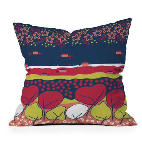 Raven Jumpo Matisse Inspired Flowers And Trees Throw Pillow