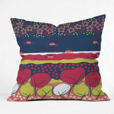 Raven Jumpo Matisse Inspired Flowers And Trees Outdoor Throw Pillow