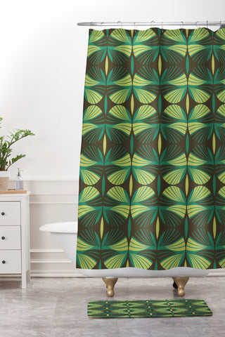 Raven Jumpo Mod Fronds Shower Curtain And Mat