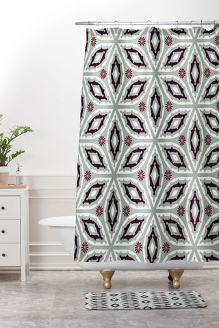 Raven Jumpo Muted Geo Shower Curtain And Mat