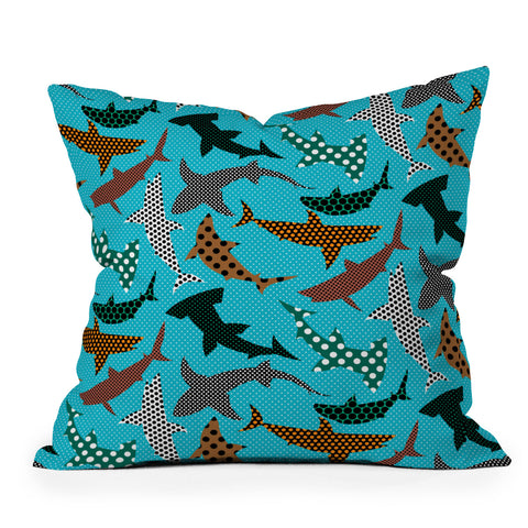 Raven Jumpo Polka Dot Sharks Throw Pillow