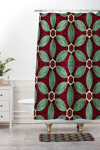 Raven Jumpo Pomegranate Mosaic Shower Curtain And Mat